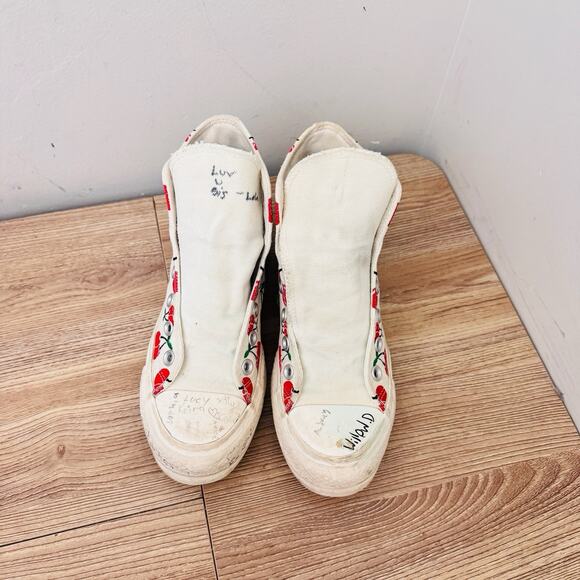 Converse High Tip White Cherry Print Sneakers Women’s Size 6 - Picture 4 of 11